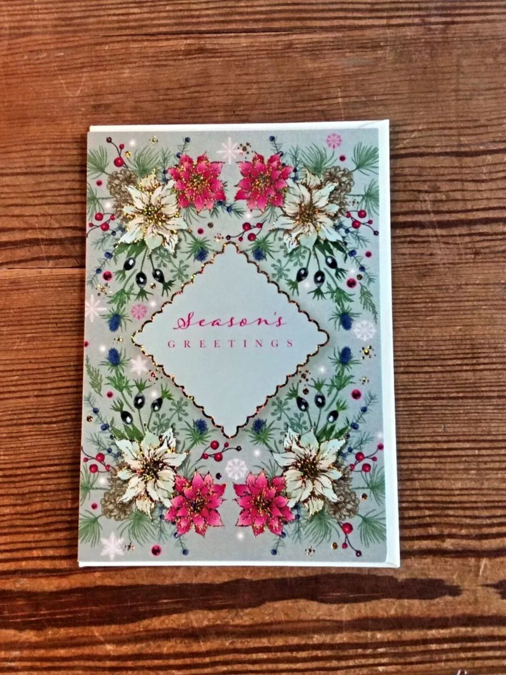 Leanin' Tree Christmas Greeting Cards Set of 6 Envelopes Poinsettia Vintage